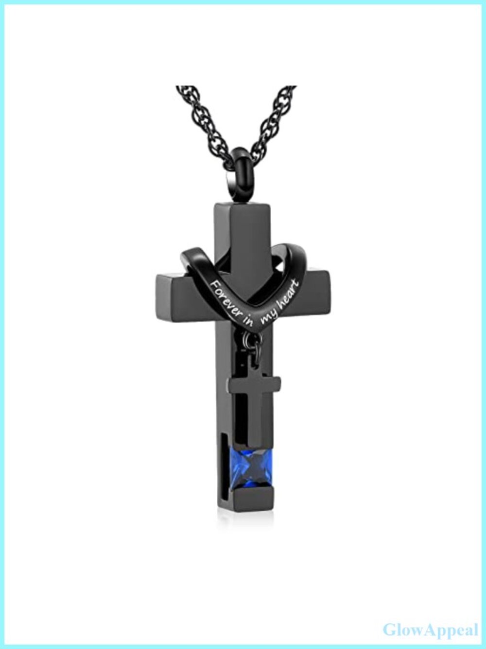 Cross Urn Necklace for Ashes Birthstone Rose Flower Stainless Steel Memorial